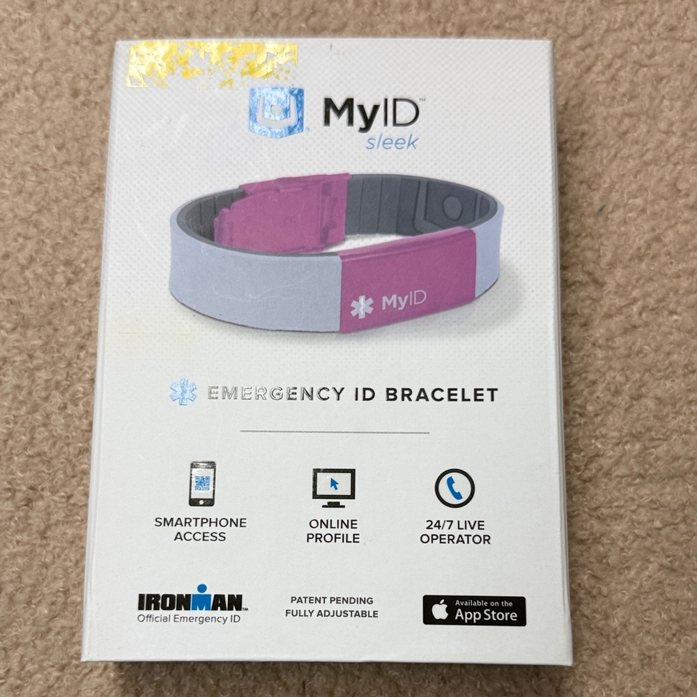 MyID Sleek Emergency ID Bracelet - Pink and Gray